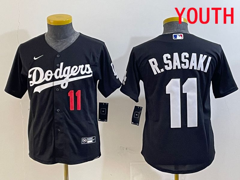 Youth Los Angeles Dodgers #11 R.Sasaki Black Game 2025 Nike MLB Jersey style 2